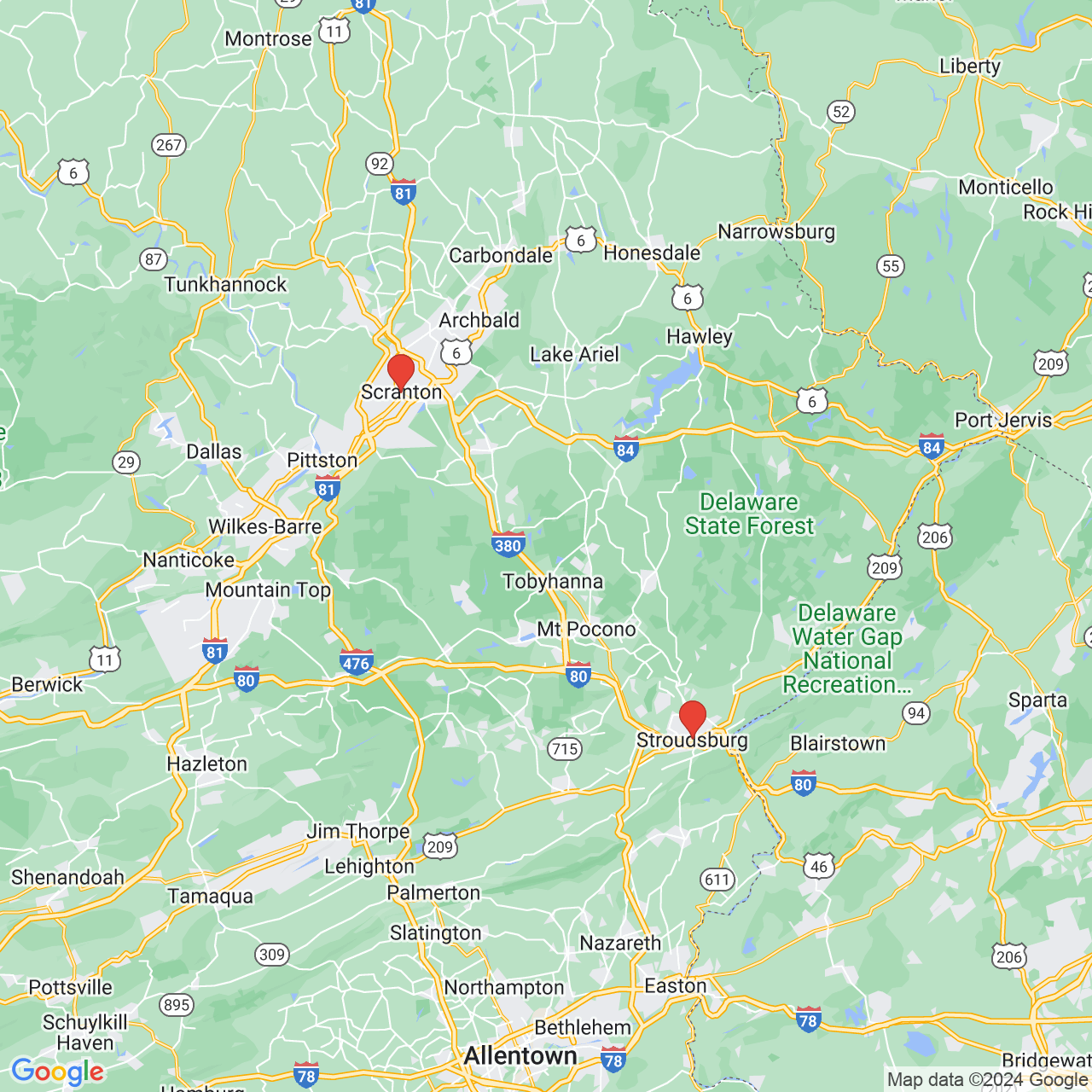 Google map image of our locations