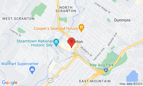 Google map image of our location in 538 Biden St Ste 200 Scranton, PA