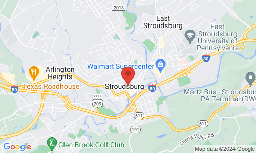 Google map image of our location in 26 N Sixth St 2nd Fl Stroudsburg, PA